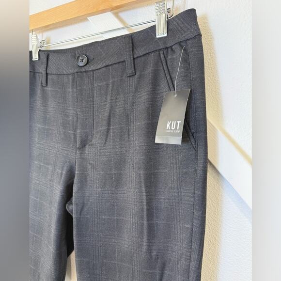 NWT Kut From The Kloth Grey Plaid Knit Stretch Bootcut Trouser Dress Pants Sz 8 - Picture 2 of 10